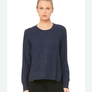 Alo Yoga Glimpse Navy Blue Long Sleeve Sweater